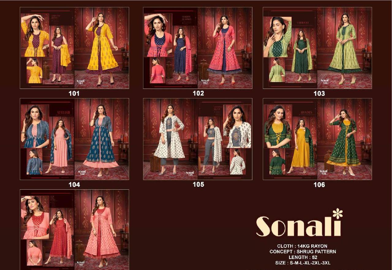 Golden Sonali 3 Ethnic Wear Wholesale Anarkali Kurti Collection 